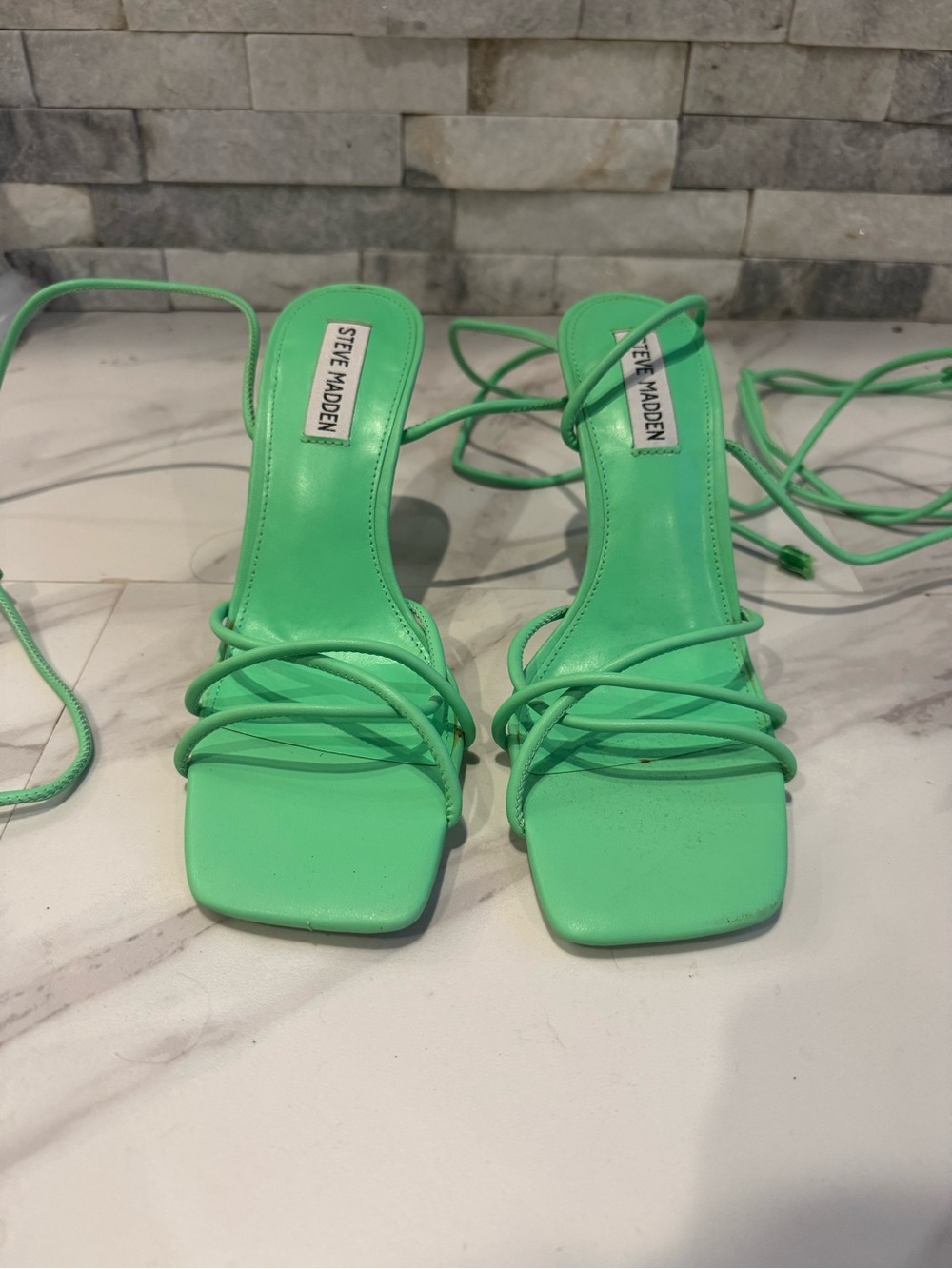 Steve Madden Mint Green Lace-Up Strappy Heeled Sandals